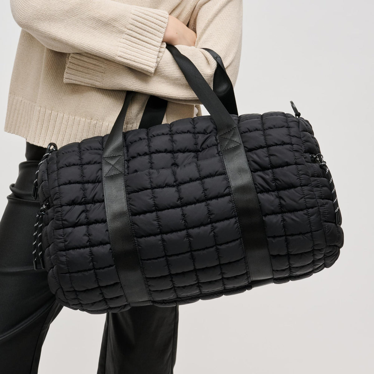 Woman wearing Black Urban Expressions Ty Duffel 840611141187 View 1 | Black