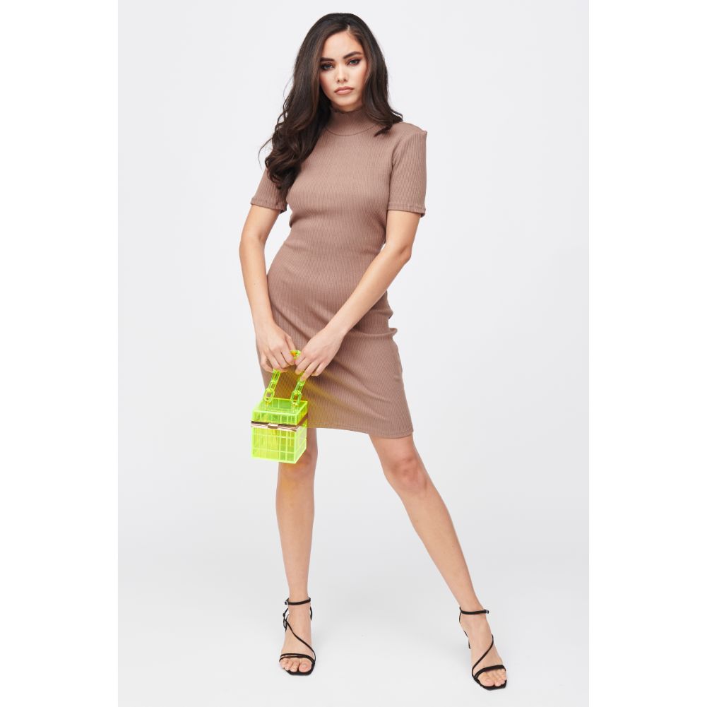 Woman wearing Neon Yellow Urban Expressions Kiari Evening Bag 840611177377 View 3 | Neon Yellow