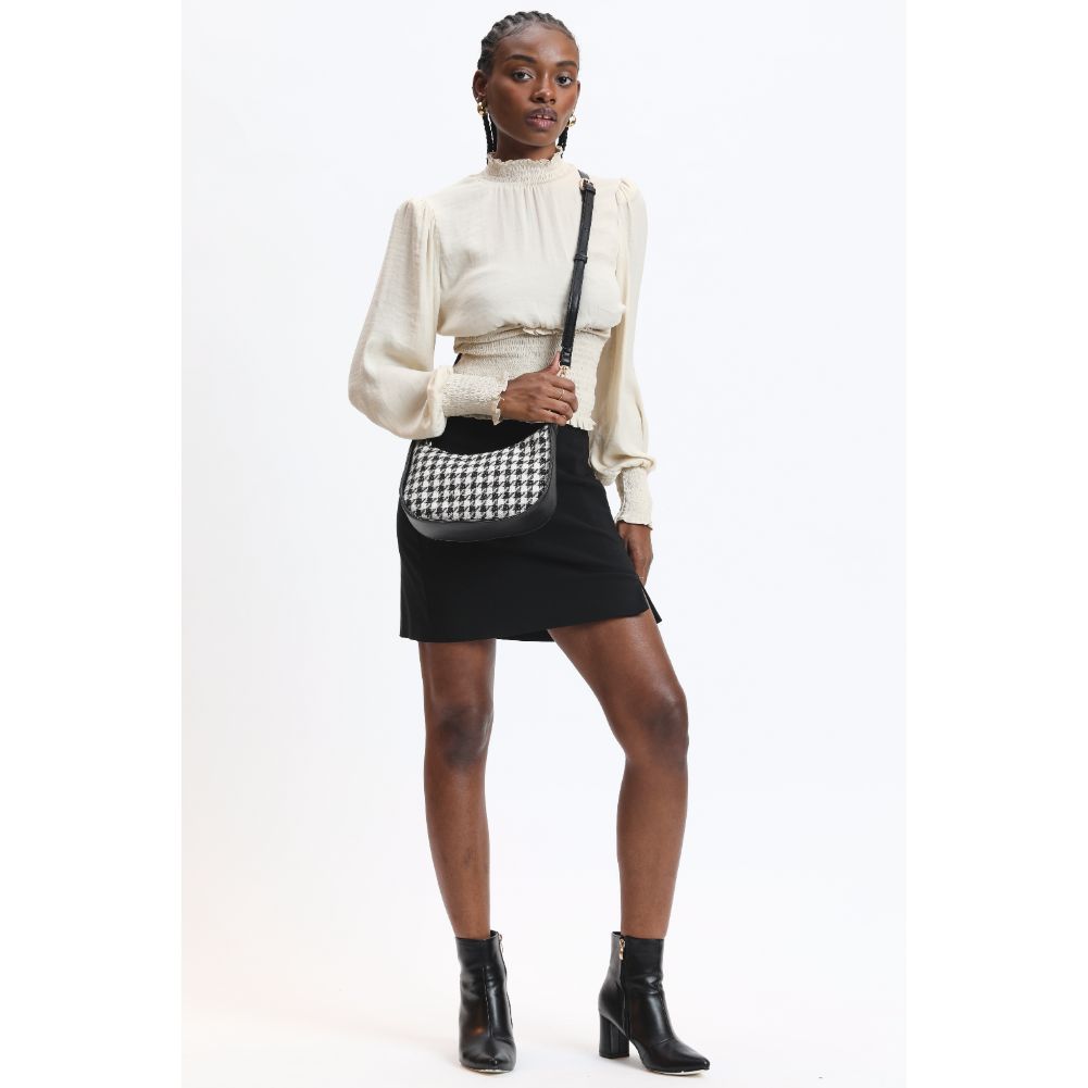 Woman wearing Black White Urban Expressions Rhoda Crossbody 840611120601 View 3 | Black White