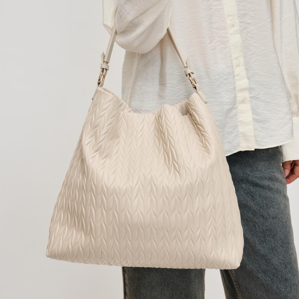 Woman wearing Oatmilk Urban Expressions Harley Hobo 840611194428 View 1 | Oatmilk