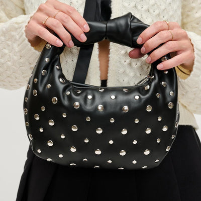 Woman wearing Black Urban Expressions Tracy - Studded Clutch 840611139306 View 1 | Black