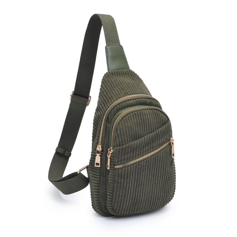 Product Image of Urban Expressions Zephyr - Corduroy Sling Backpack 840611116529 View 6 | Olive