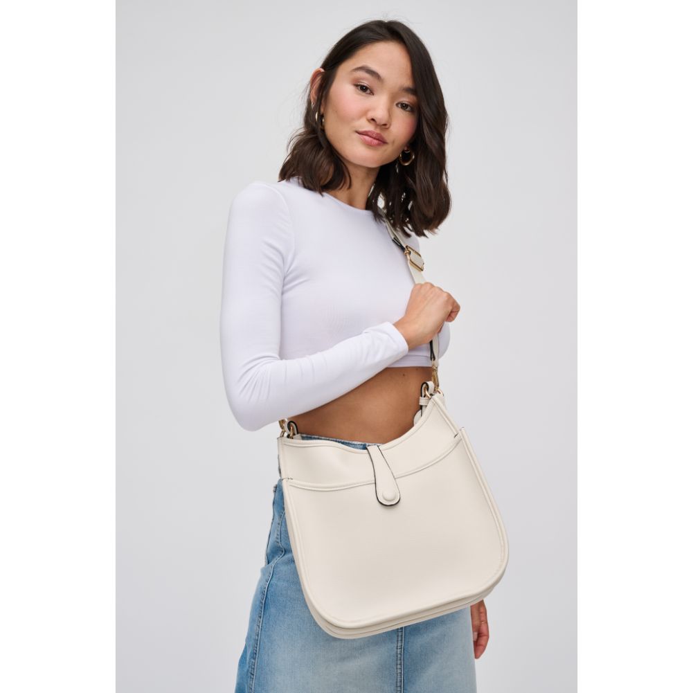 Woman wearing Ivory Urban Expressions Leota Crossbody 840611119940 View 1 | Ivory