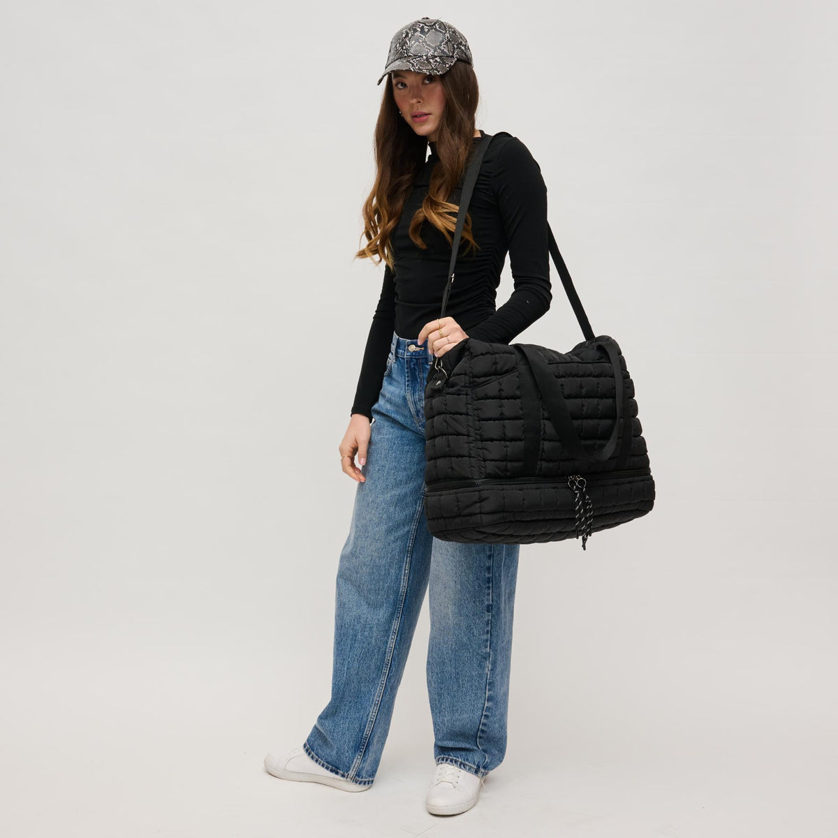 Woman wearing Black Urban Expressions Globetrotter Weekender 840611143471 View 3 | Black