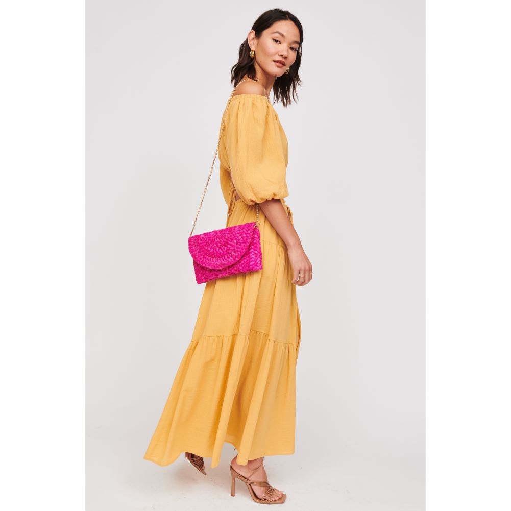 Woman wearing Magenta Urban Expressions Aegean Clutch 840611100771 View 2 | Magenta