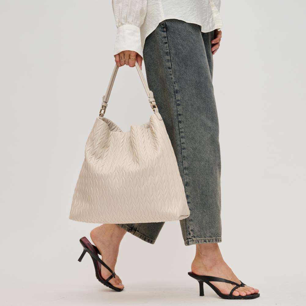 Woman wearing Oatmilk Urban Expressions Harley Hobo 840611194428 View 3 | Oatmilk