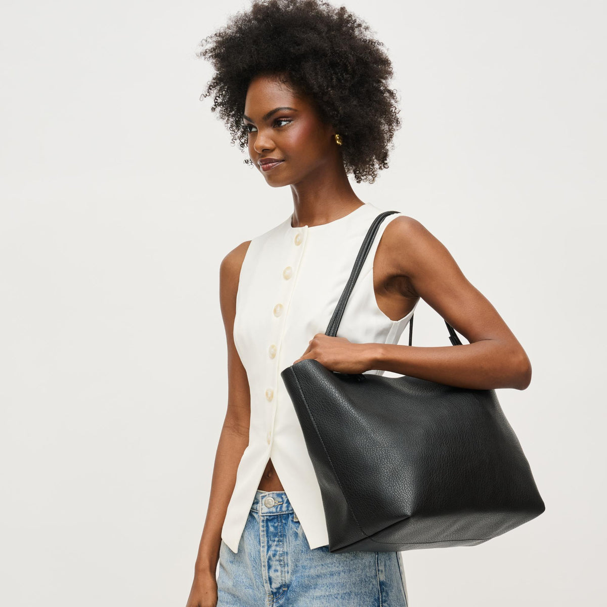 Woman wearing Black Urban Expressions Alma Tote 840611146809 View 2 | Black