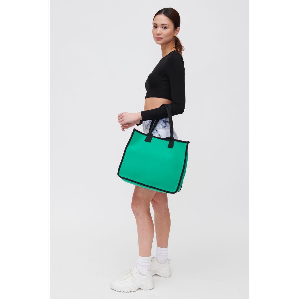 Woman wearing Green Black Urban Expressions Wade Tote 840611118158 View 4 | Green Black