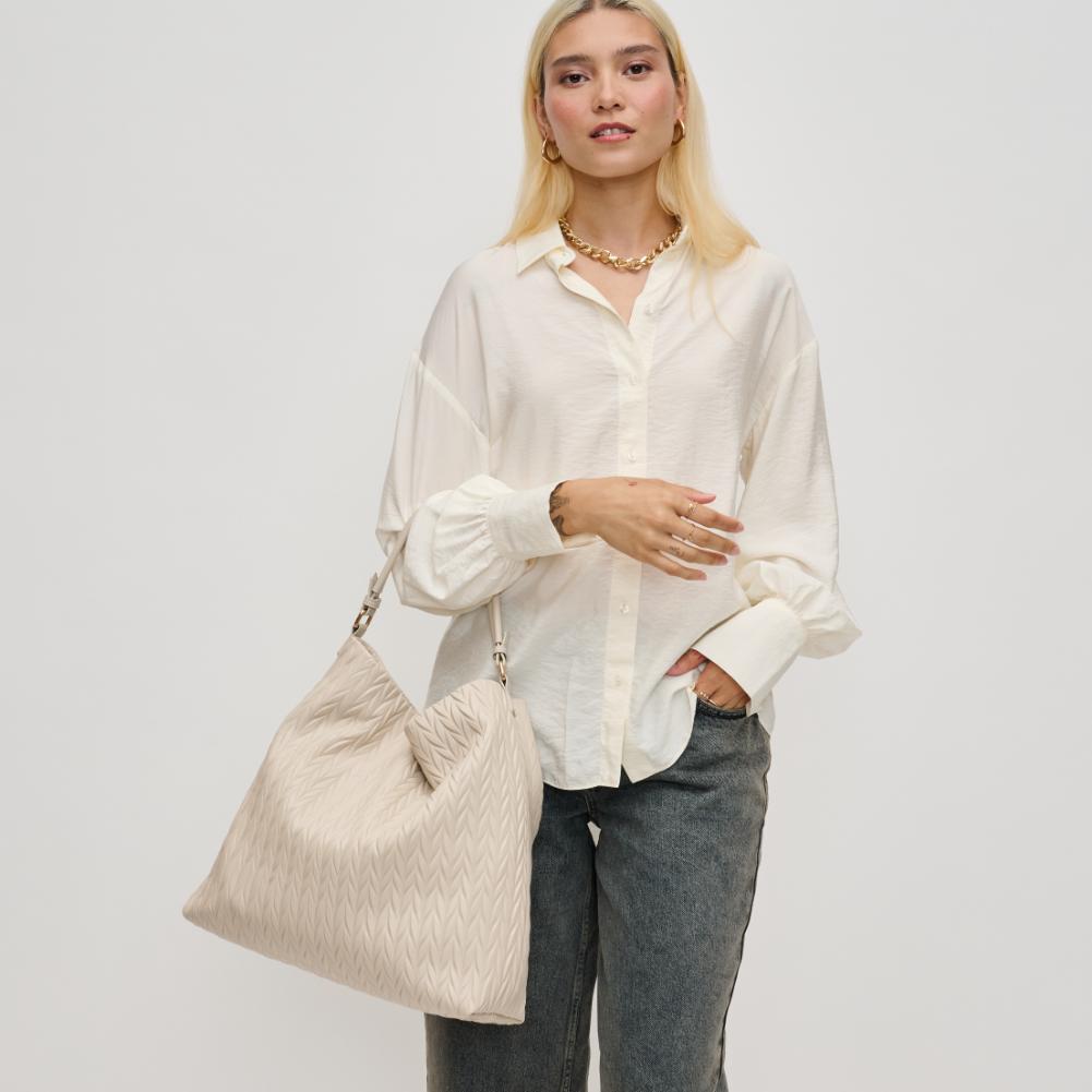 Woman wearing Oatmilk Urban Expressions Harley Hobo 840611194428 View 2 | Oatmilk