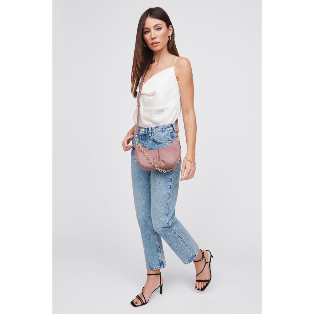 Woman wearing Mauve Urban Expressions Paige Crossbody 818209017084 View 3 | Mauve