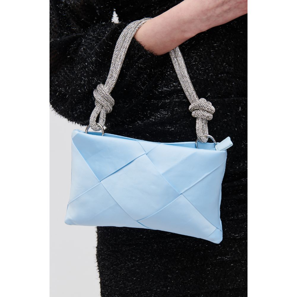 Woman wearing Baby Blue Urban Expressions Valkyrie Evening Bag 840611100283 View 4 | Baby Blue