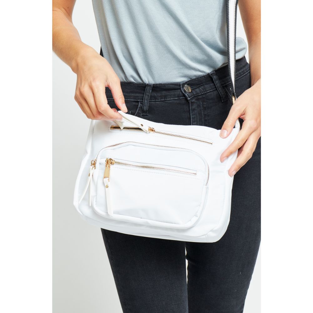 Woman wearing White Urban Expressions Mason Messenger 840611180704 View 3 | White