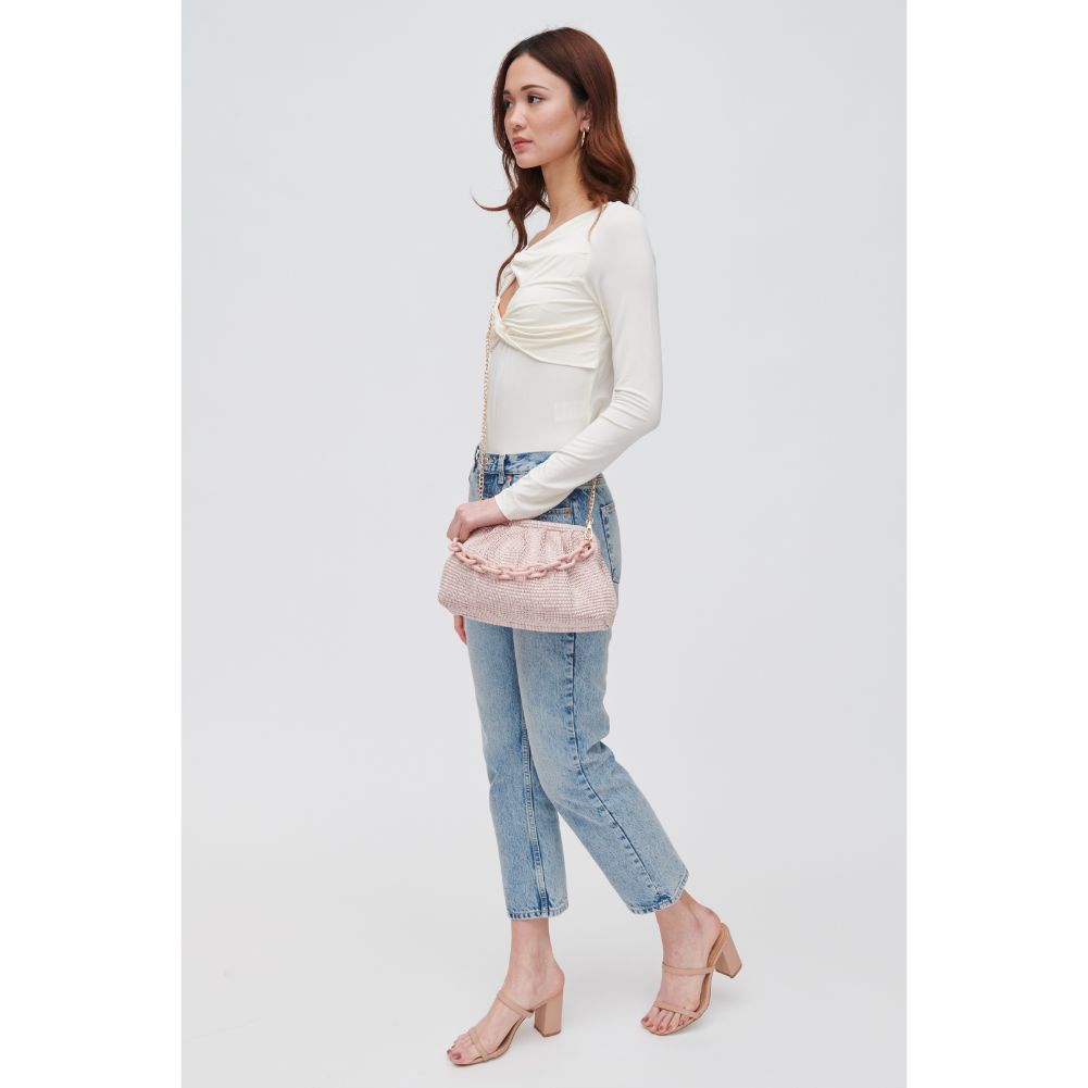 Woman wearing Rose Urban Expressions Solana Clutch 840611105738 View 3 | Rose