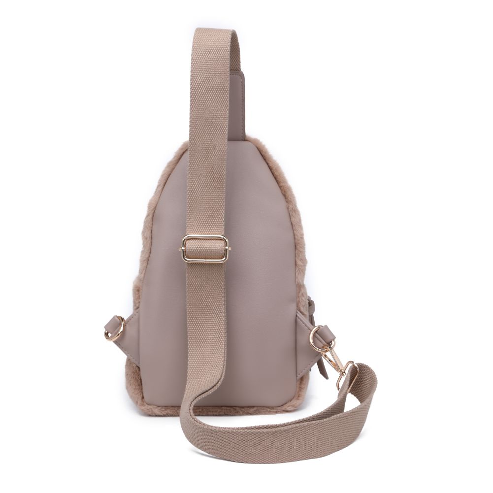 Product Image of Urban Expressions Ace Faux Fur Sling Backpack 840611104588 View 7 | Taupe