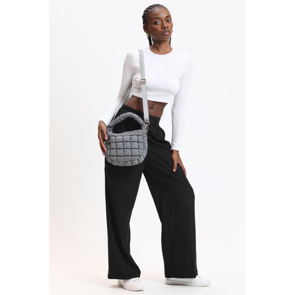 Woman wearing Grey Urban Expressions Leo Crossbody 840611121158 View 4 | Grey