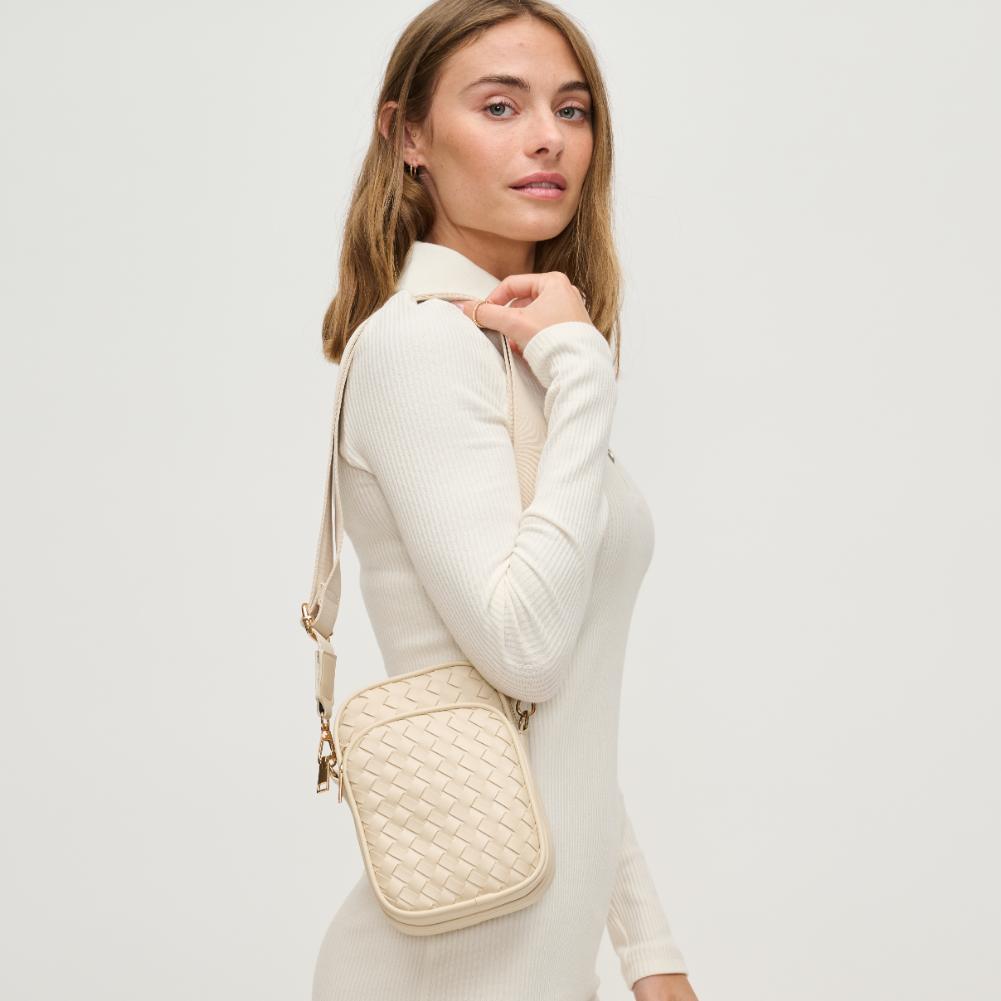 Woman wearing Oatmilk Urban Expressions Celeste Crossbody 840611134677 View 2 | Oatmilk