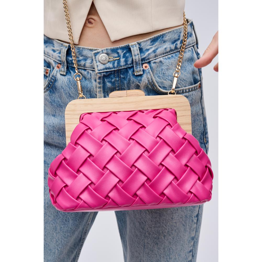 Woman wearing Hot Pink Urban Expressions Matilda Crossbody 840611192110 View 4 | Hot Pink