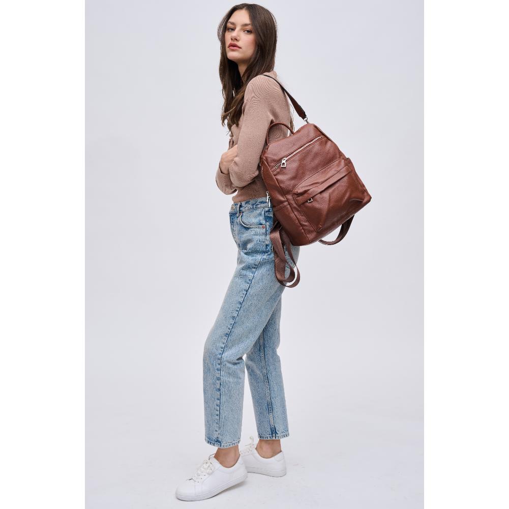 Woman wearing Brown Urban Expressions Galloway Backpack 840611118905 View 4 | Brown