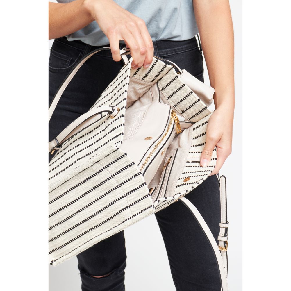 Woman wearing White Black Urban Expressions Santa Barbara Tote 840611181558 View 4 | White Black