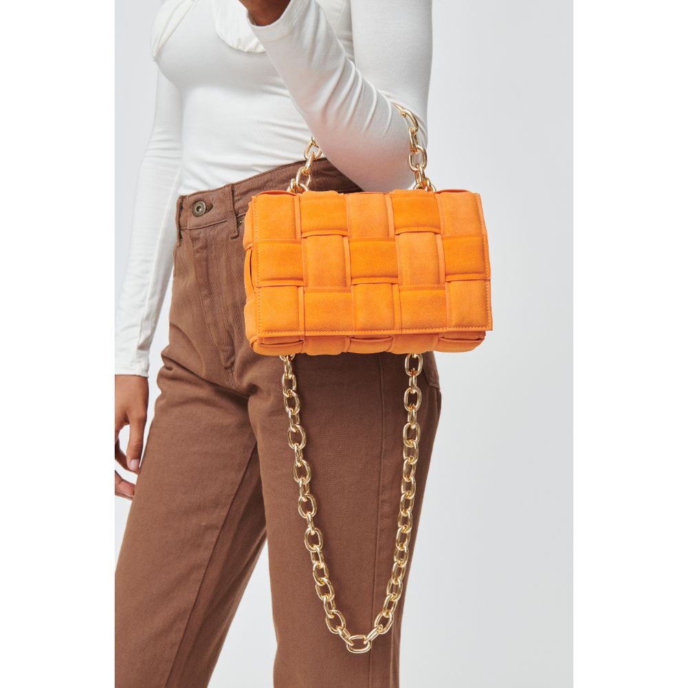 Woman wearing Orange Urban Expressions Ines Suede Crossbody 840611100559 View 4 | Orange