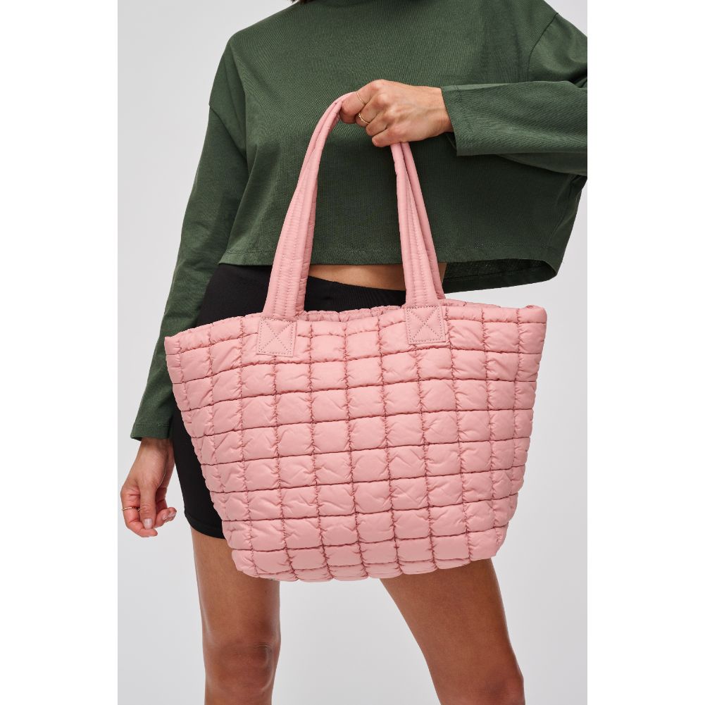 Woman wearing Pastel Pink Urban Expressions Breakaway - Puffer Tote 840611119872 View 3 | Pastel Pink