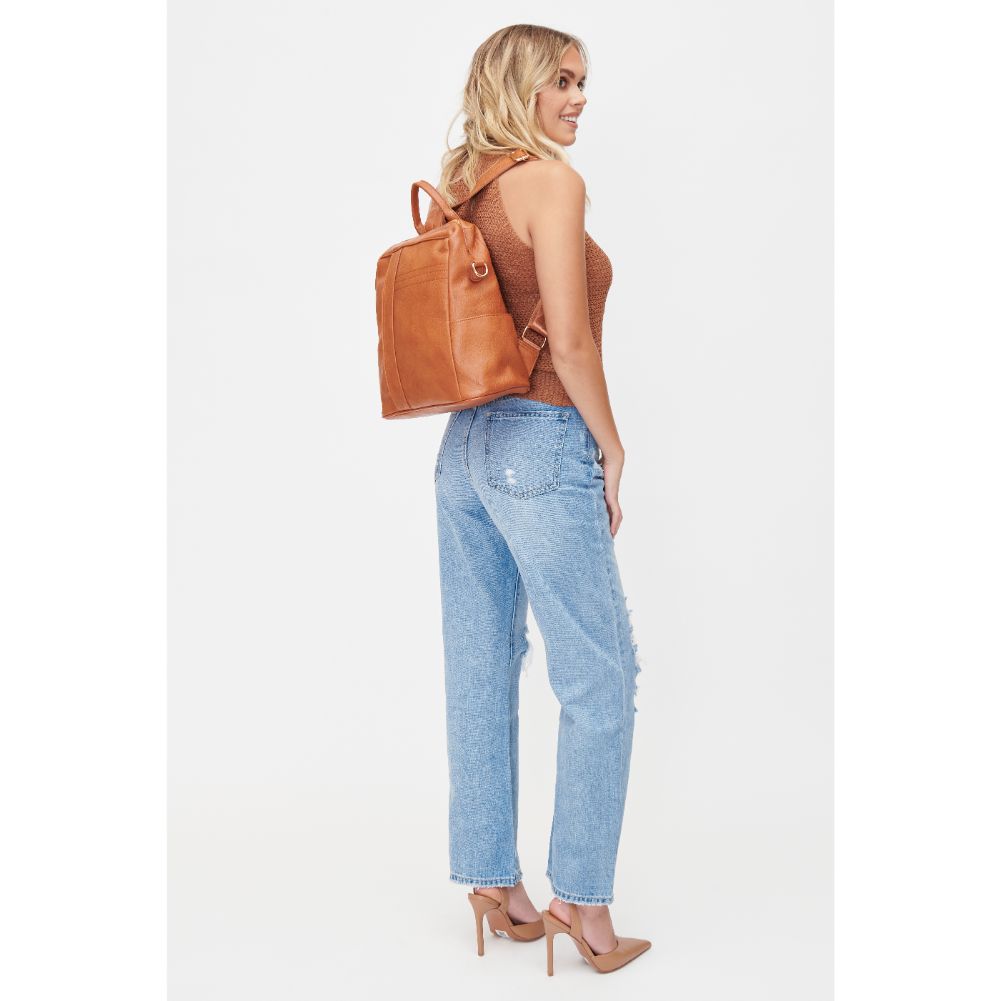 Woman wearing Cognac Urban Expressions Everett Backpack 818209010245 View 2 | Cognac