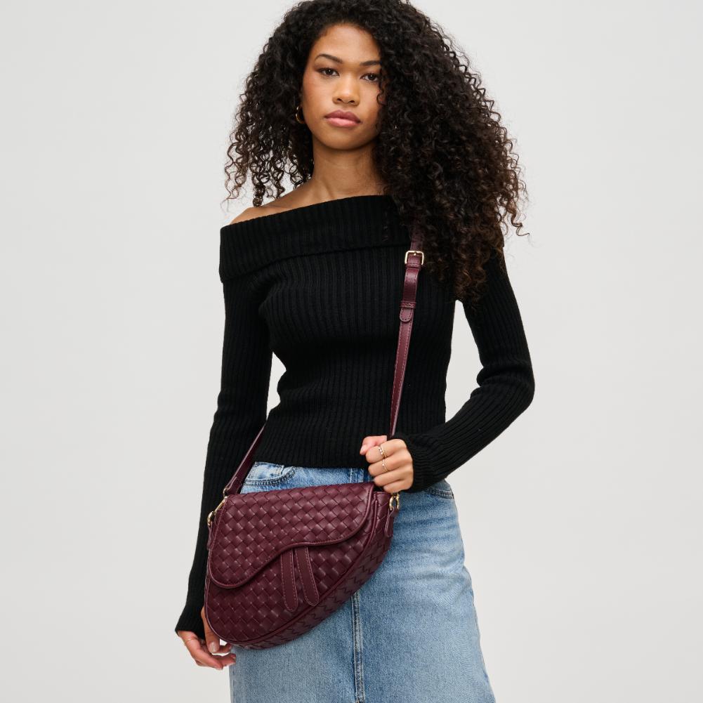 Woman wearing Wine Urban Expressions Scout Crossbody 840611194367 View 1 | Wine