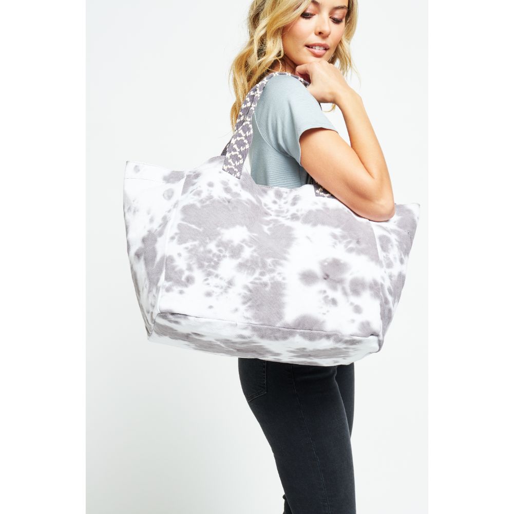 Woman wearing Grey Black Urban Expressions Marbella Tote 840611178985 View 3 | Grey Black