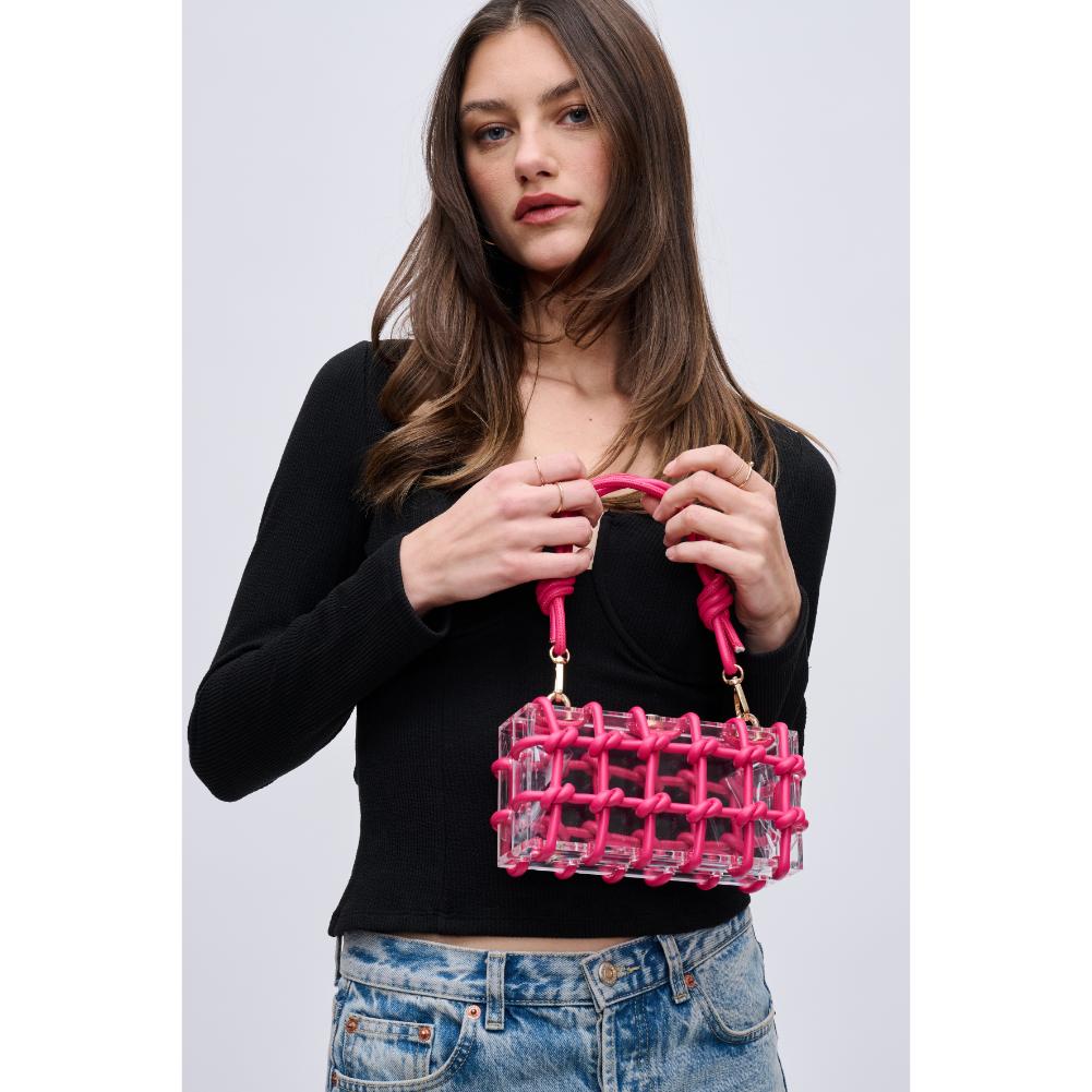 Woman wearing Hot Pink Urban Expressions Mavis Evening Bag 840611191656 View 1 | Hot Pink