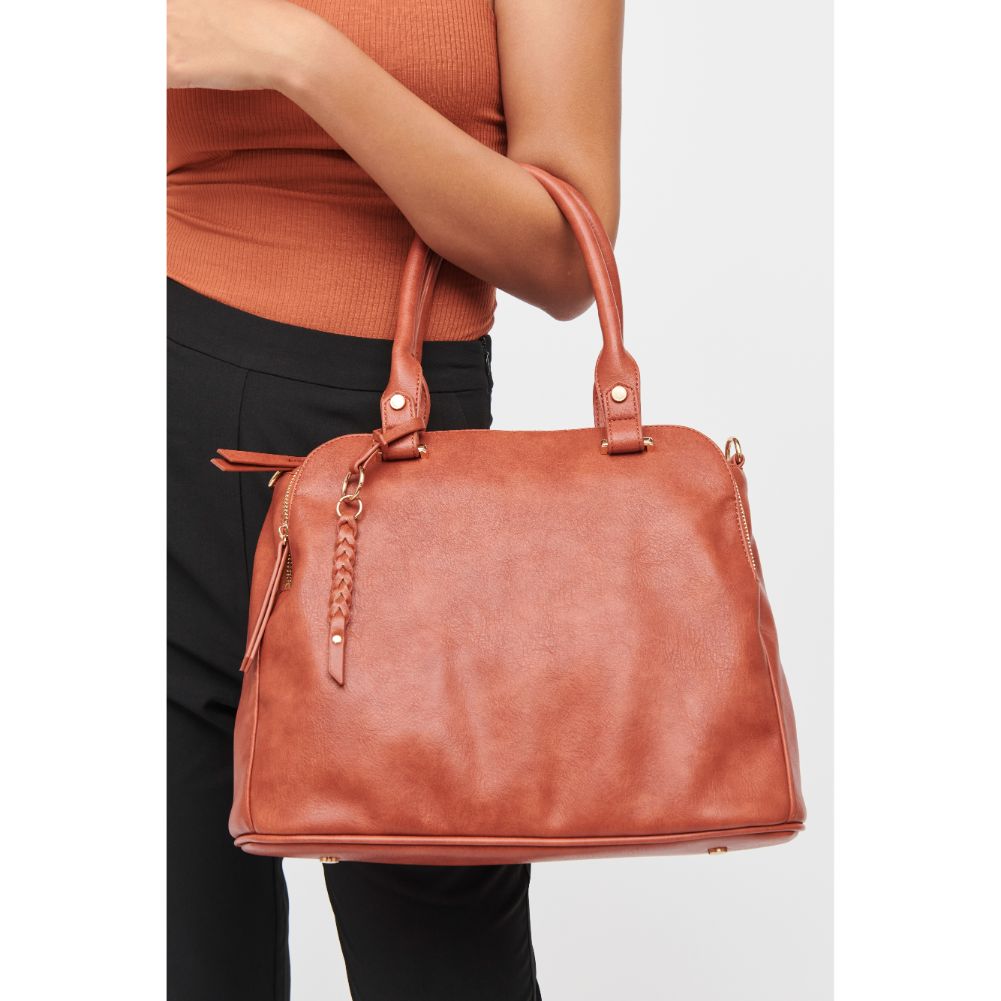 Woman wearing Rust Urban Expressions Noreen Satchel 840611185358 View 1 | Rust