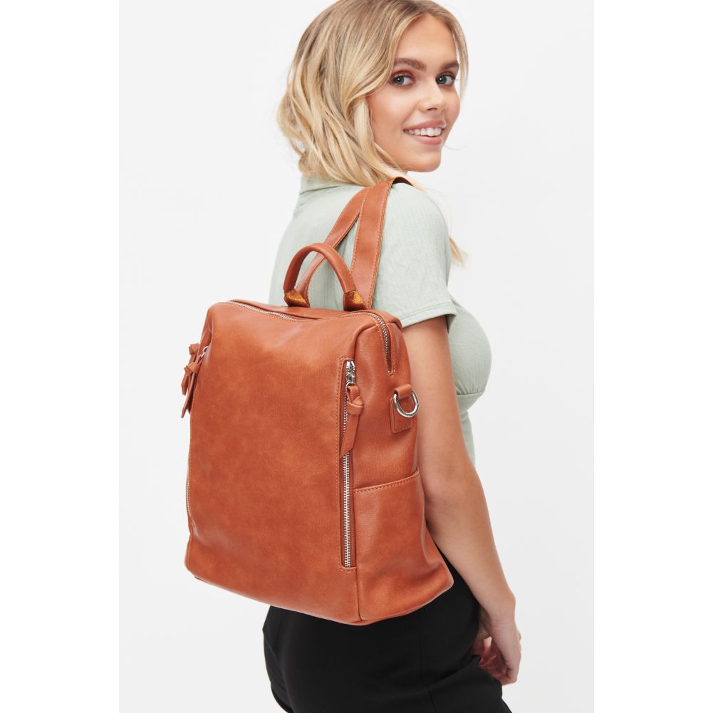 Woman wearing Tan Urban Expressions Edie Backpack 818209010290 View 2 | Tan