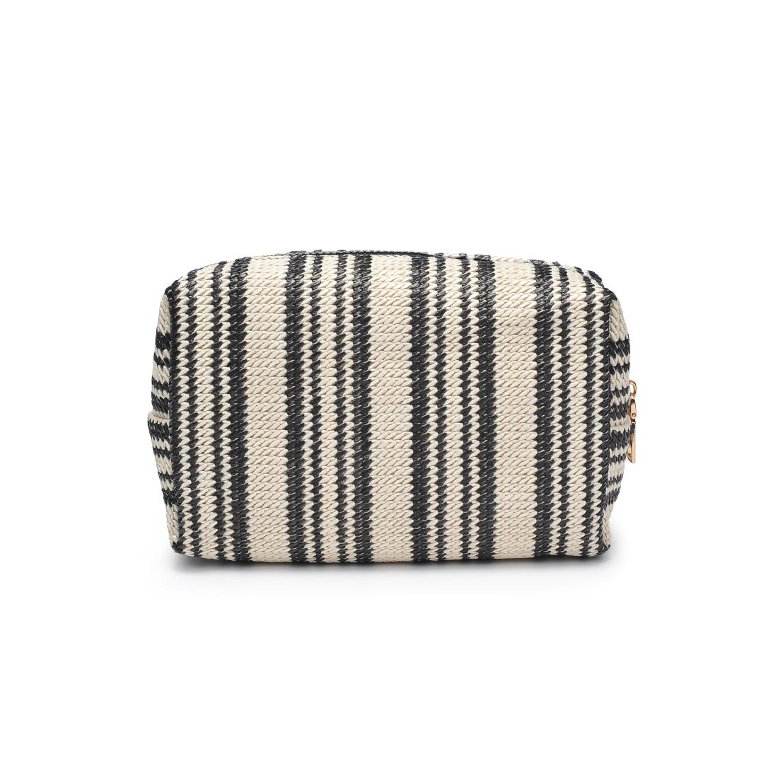 Product Image of Urban Expressions Voyage Stripe Cosmetic Pouch 840611152626 View 3 | Black White