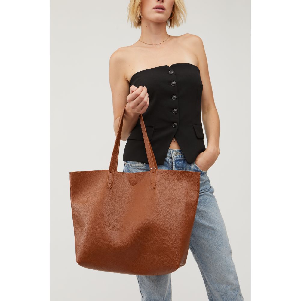 Woman wearing Tan Urban Expressions Sully Tote 840611114266 View 1 | Tan