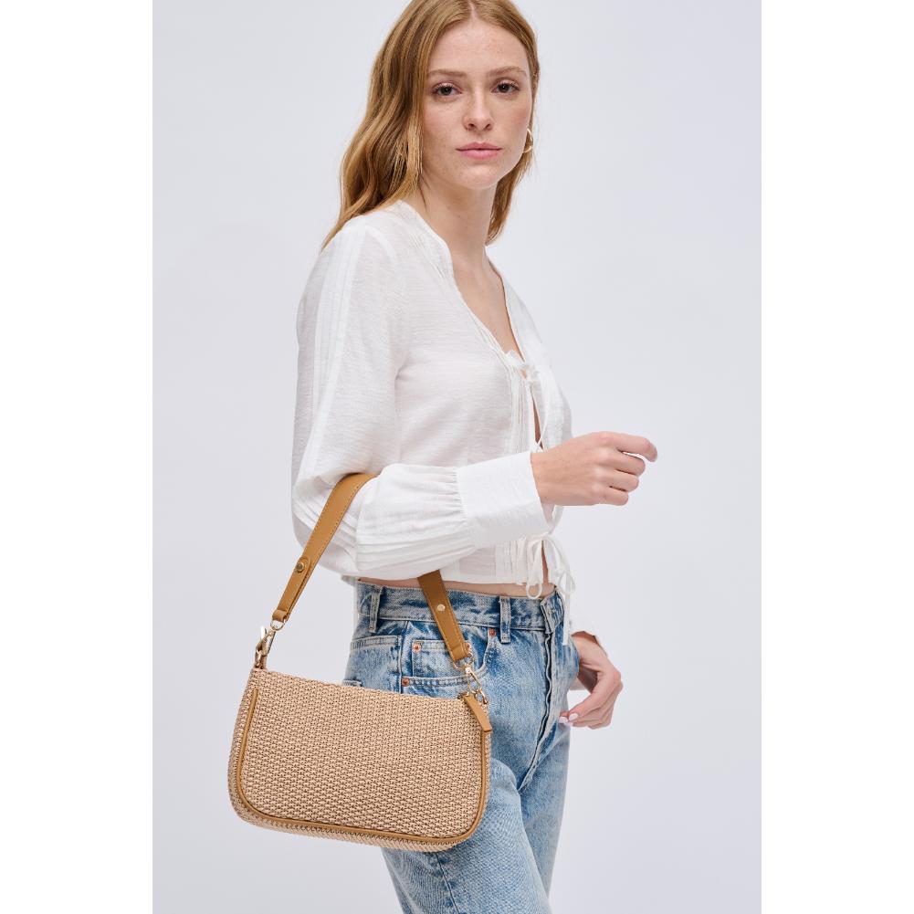 Woman wearing Tan Urban Expressions Haven Crossbody 840611123534 View 1 | Tan