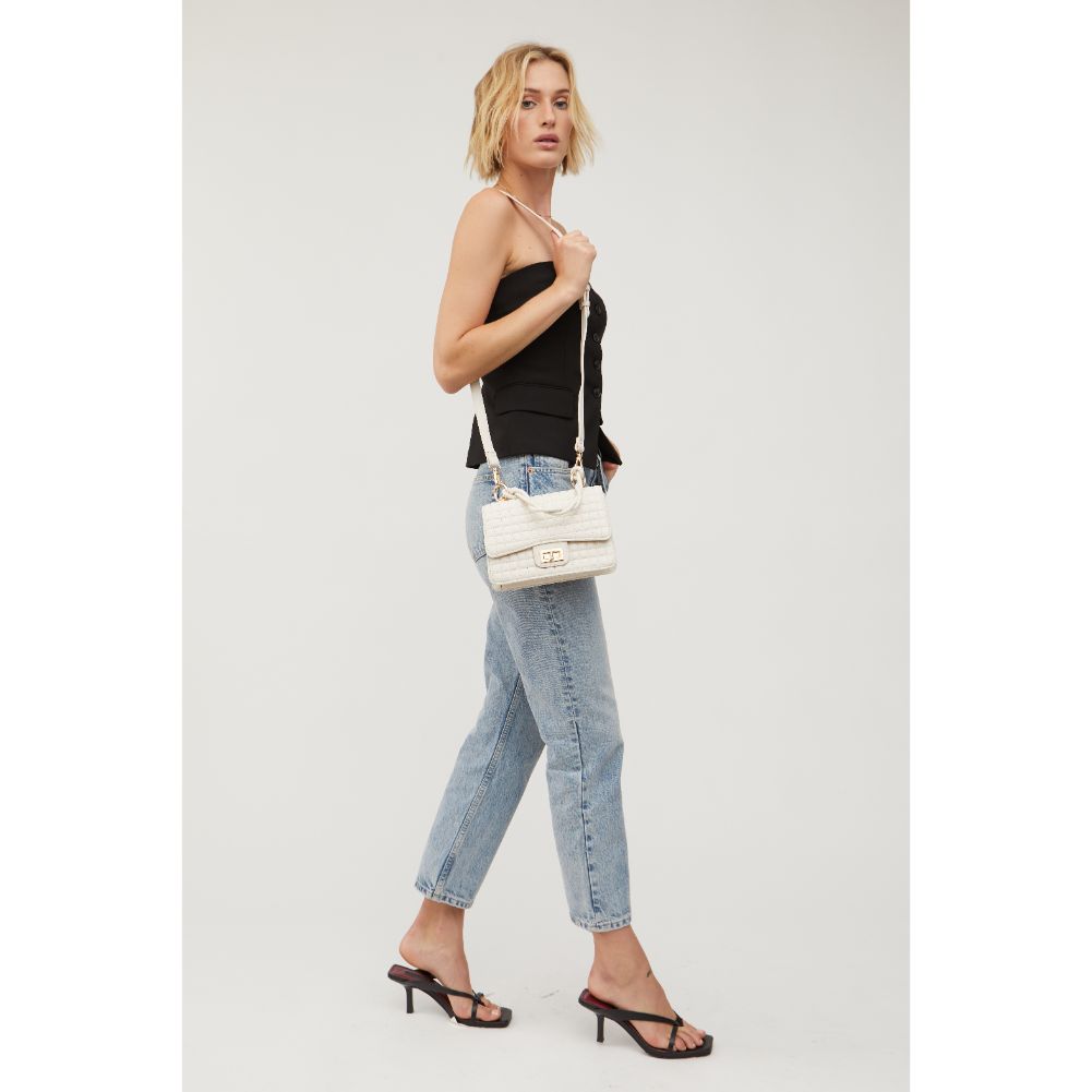 Woman wearing Oatmilk Urban Expressions Zoe Crossbody 840611115423 View 3 | Oatmilk