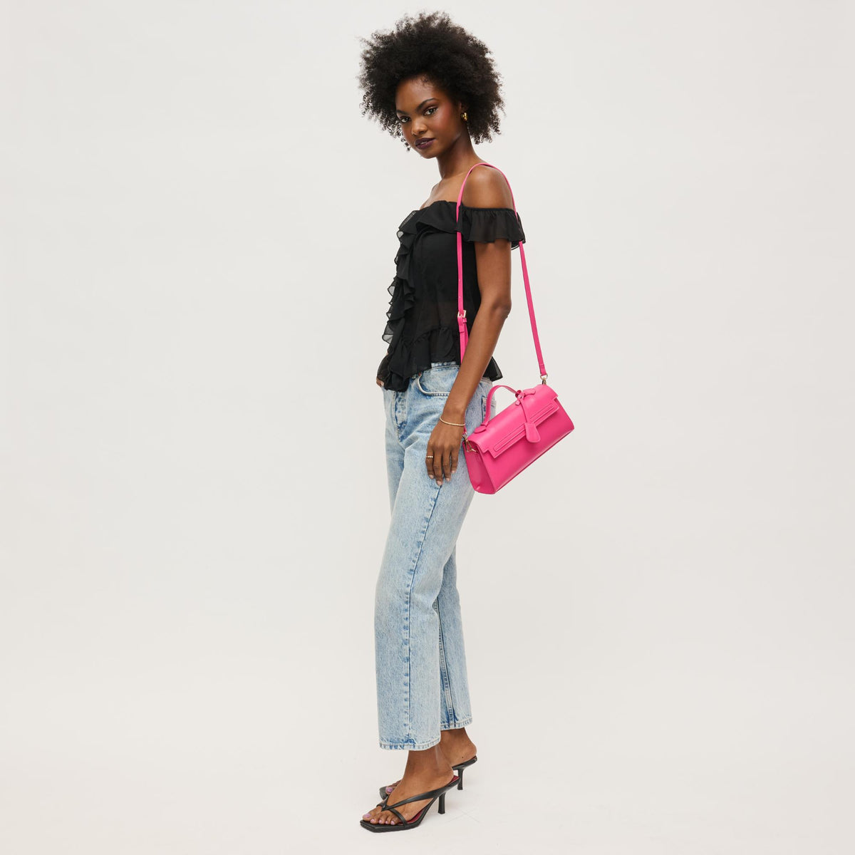 Woman wearing Fuchsia Urban Expressions Susie Crossbody 840611152848 View 2 | Fuchsia