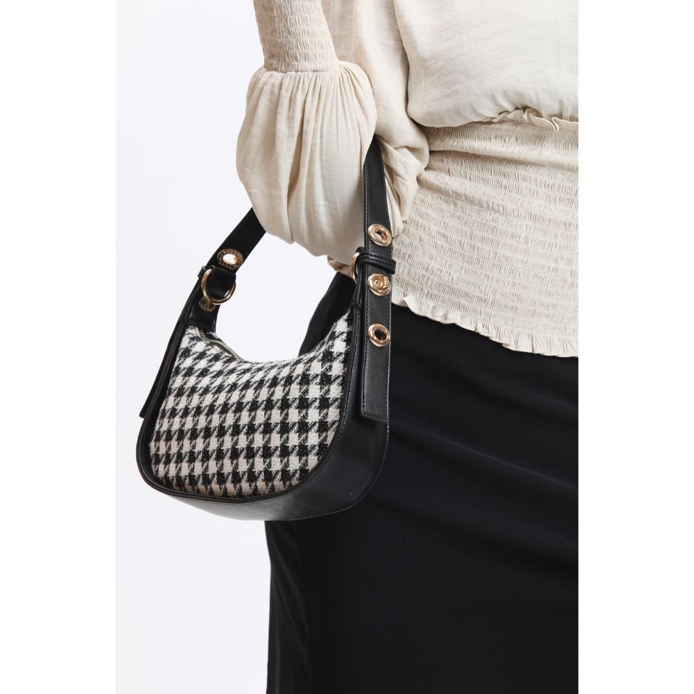 Woman wearing Black White Urban Expressions Rhoda Crossbody 840611120601 View 4 | Black White