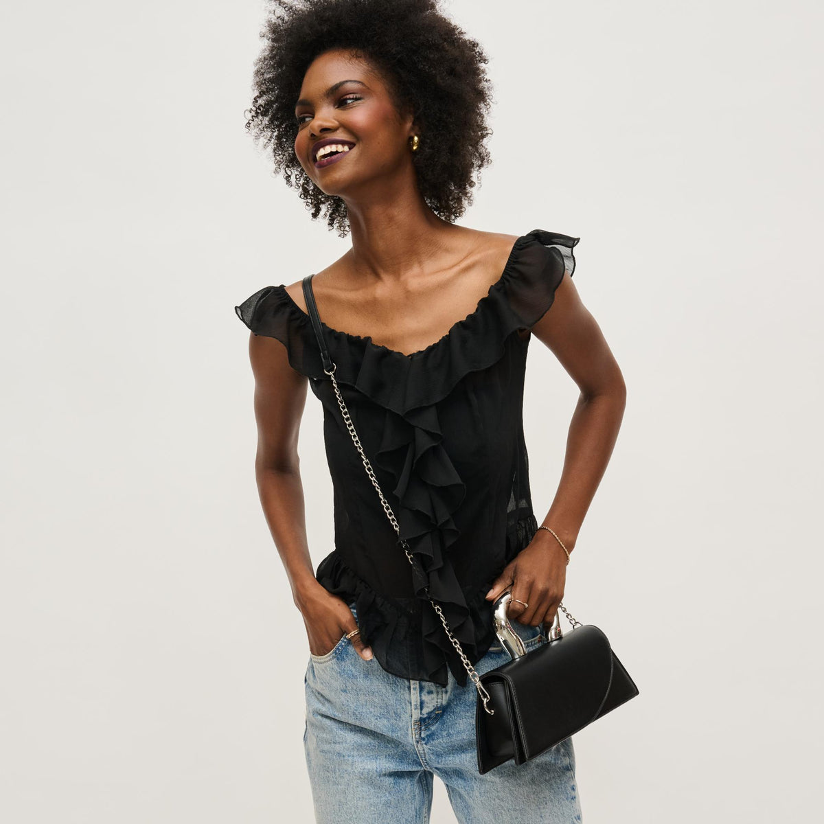 Woman wearing Black Urban Expressions Alexander Crossbody 840611157027 View 2 | Black