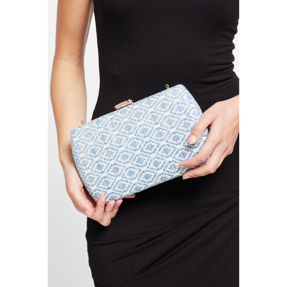 Woman wearing Sky Blue Sol and Selene Nashville Evening Bag 840611179937 View 2 | Sky Blue