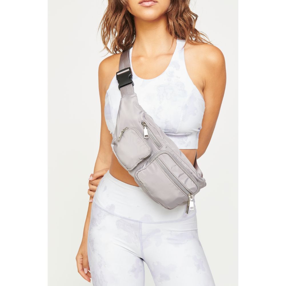 Woman wearing Grey Urban Expressions Lottie Belt Bag 840611177728 View 1 | Grey