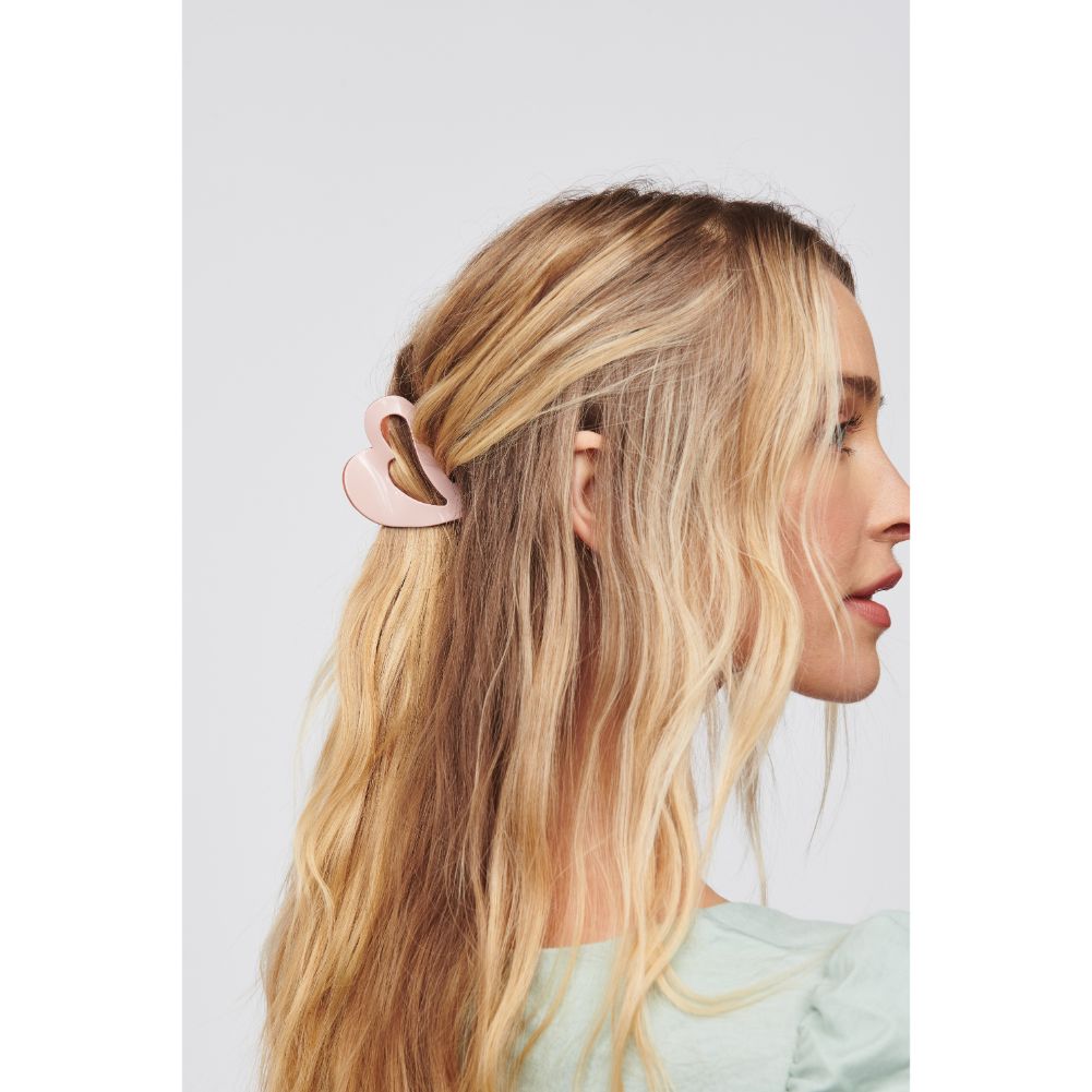Woman wearing Pink Urban Expressions Heart Design Small Claw Hair Claw 818209013352 View 2 | Pink