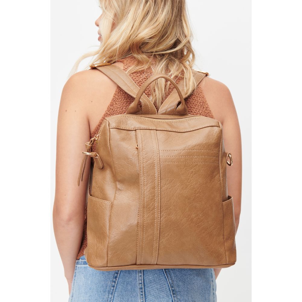 Woman wearing Camel Urban Expressions Everett Backpack 818209010252 View 1 | Camel