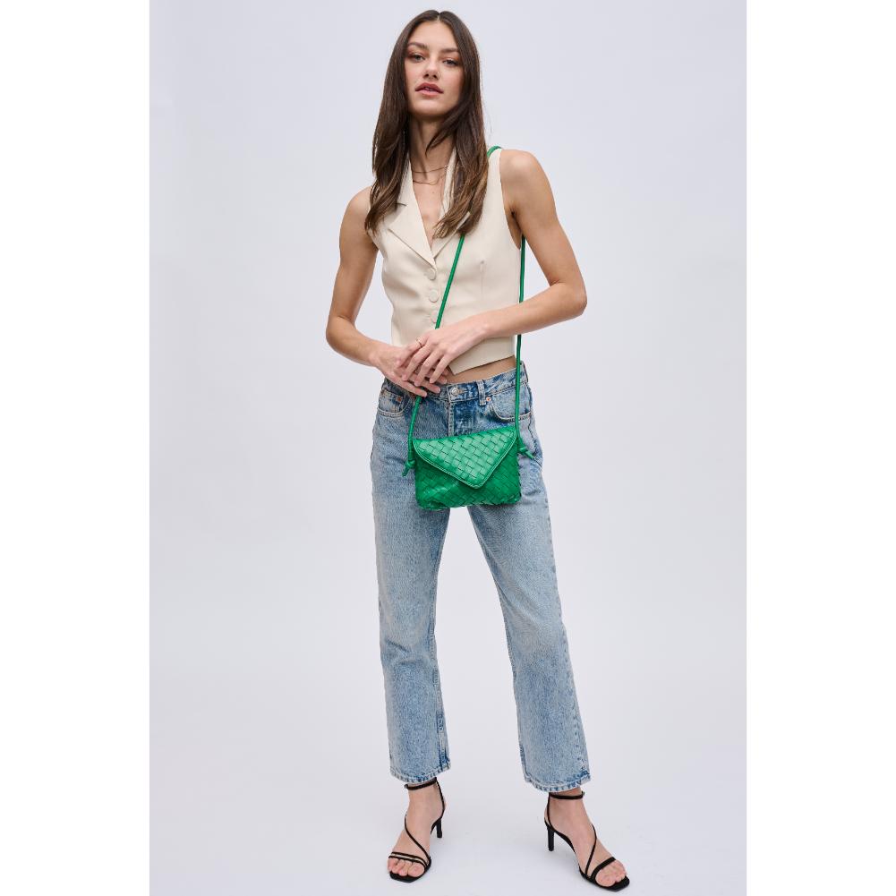 Woman wearing Kelly Green Urban Expressions Kylo Crossbody 840611124425 View 4 | Kelly Green