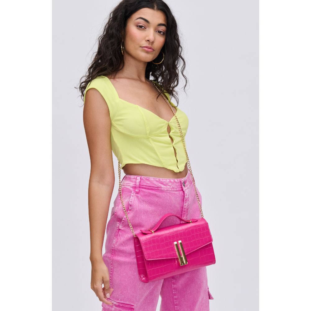 Woman wearing Hot Pink Urban Expressions Alfie Crossbody 840611113481 View 1 | Hot Pink