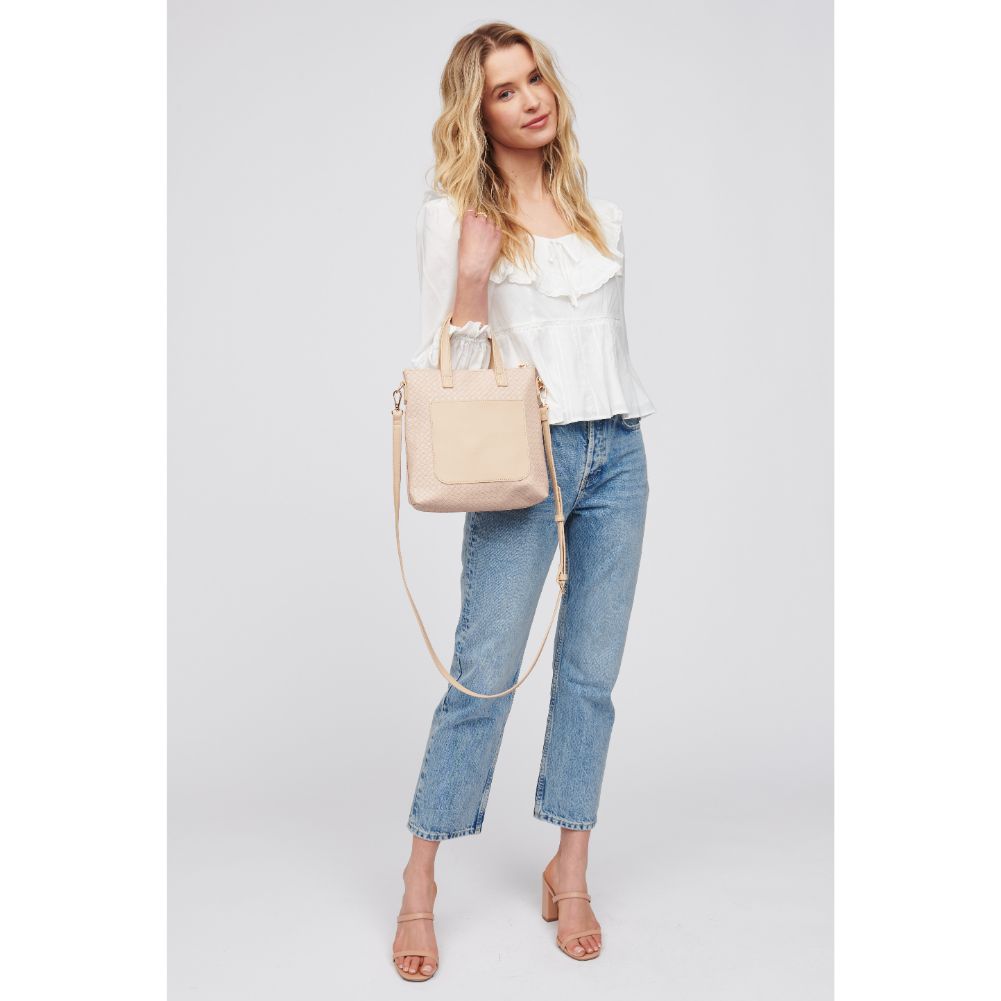 Woman wearing Cream Urban Expressions Nathalia Mini Tote 840611101686 View 3 | Cream