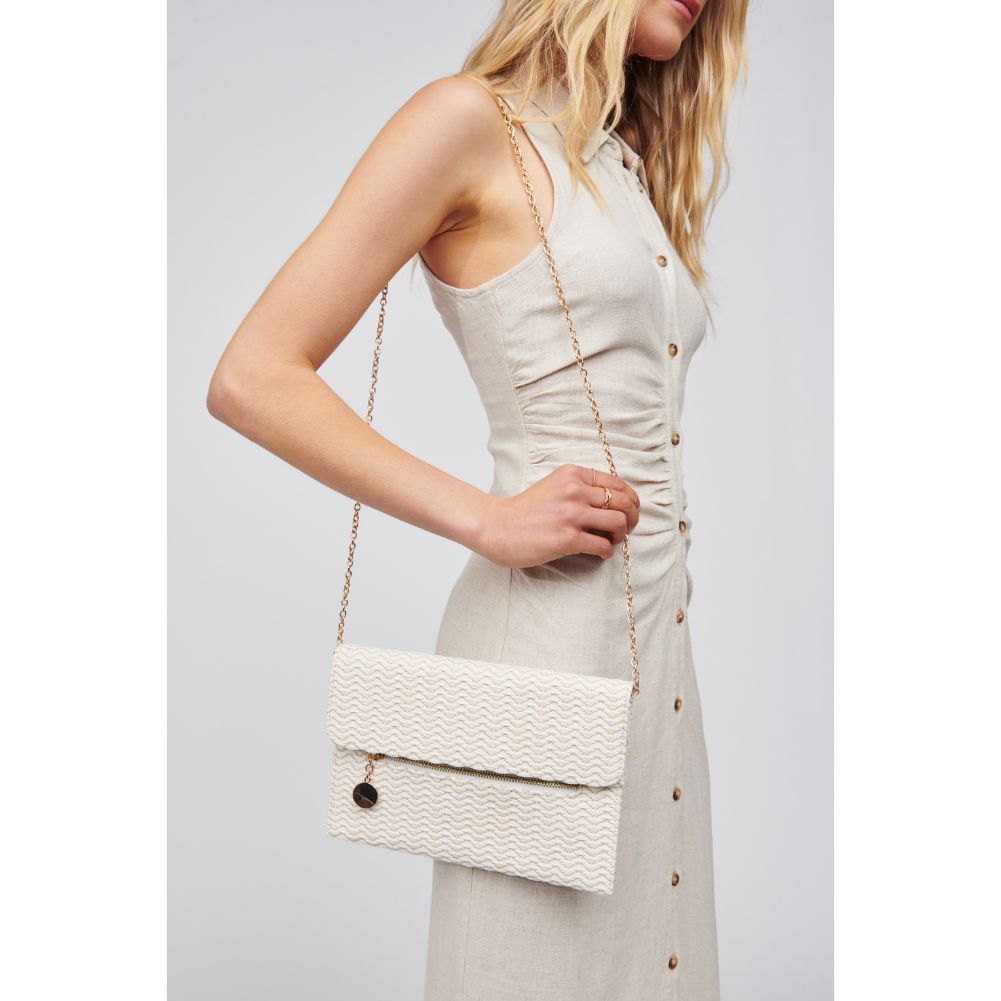 Woman wearing White Urban Expressions Gozo Clutch 818209017664 View 2 | White