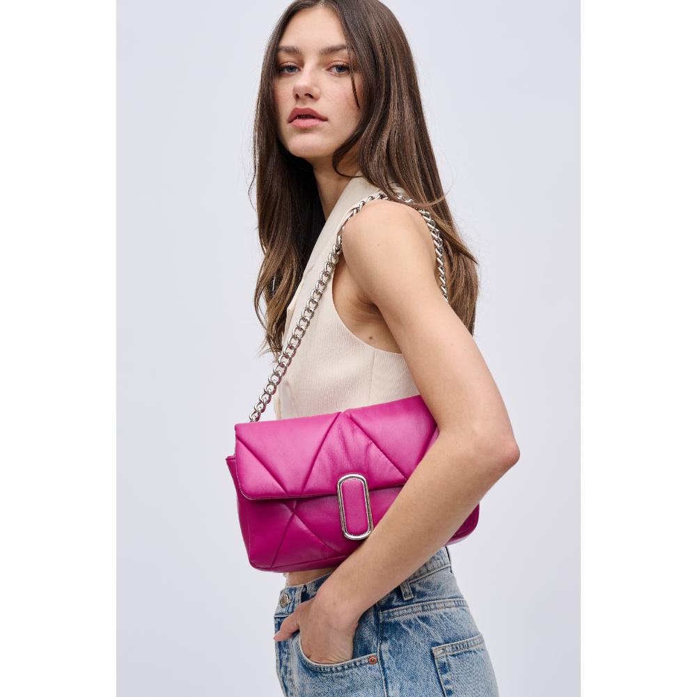 Woman wearing Fuchsia Urban Expressions Anderson Crossbody 840611121752 View 3 | Fuchsia