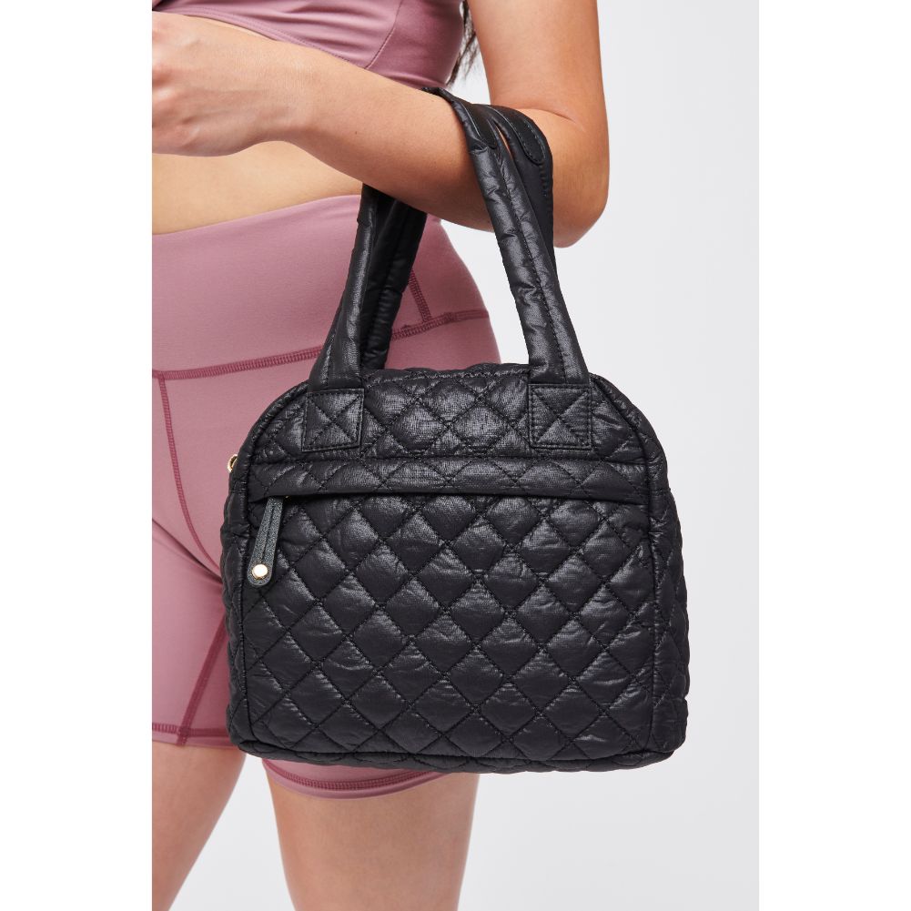 Woman wearing Black Urban Expressions Palmer - Quilted Nylon Tote 840611185594 View 2 | Black