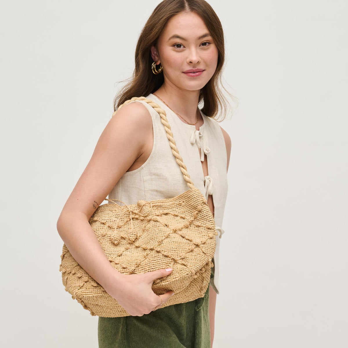 Woman wearing Natural Urban Expressions Rue Tote 840611153876 View 2 | Natural