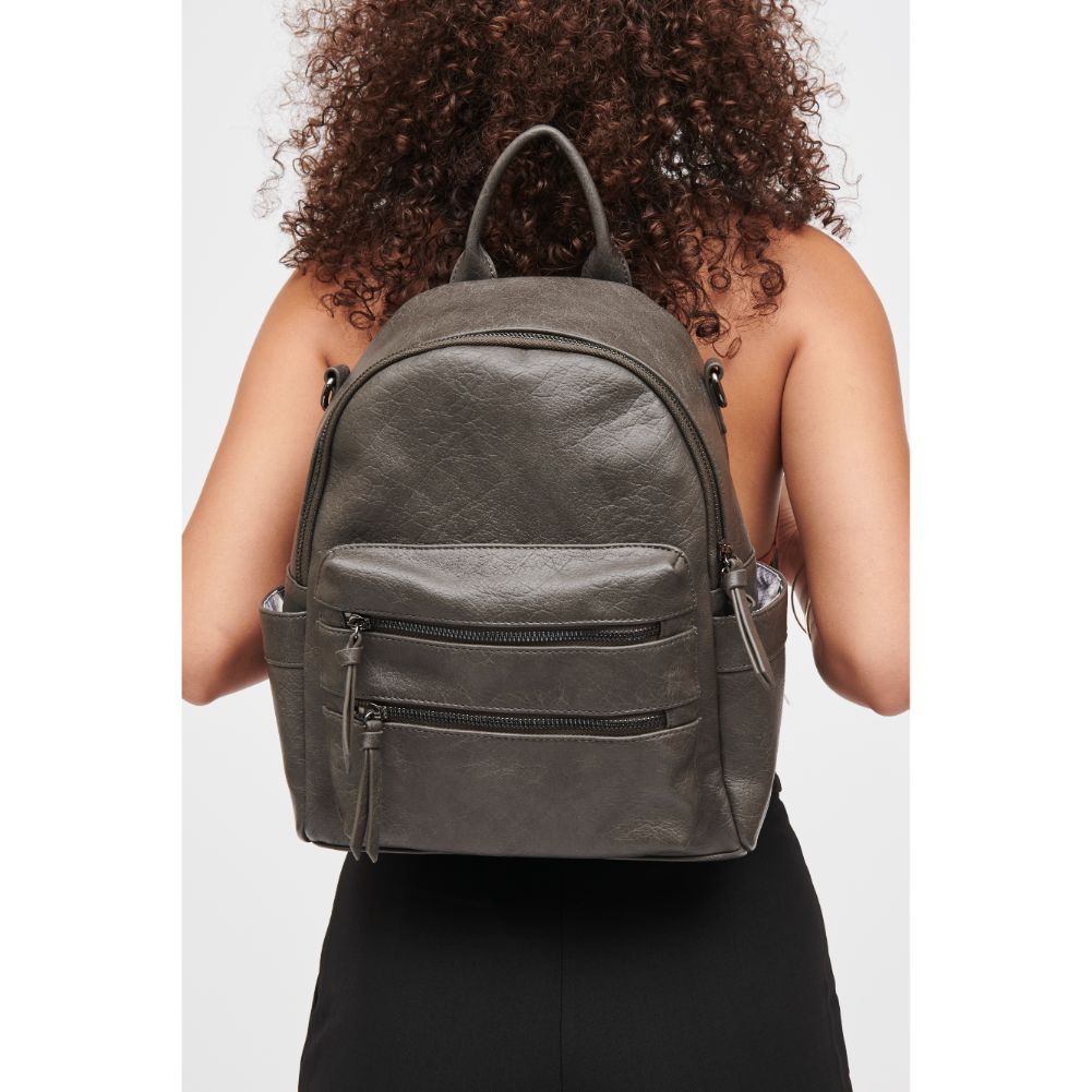 Woman wearing Gunmetal Urban Expressions Reva Backpack 840611185259 View 1 | Gunmetal